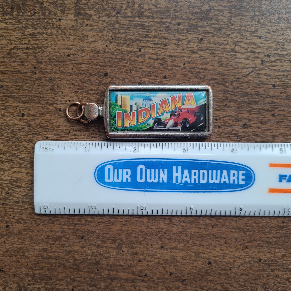 Vtg Indianapolis 500 / #1 Dad Enamel Keychain Tag Front Back Indiana Retro Gift - Picture 7 of 7